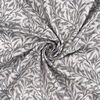 WILLIAM MORRIS WILLOW BOUGH, SILVER. 100% COTTON, 140 CMS WIDE, 150GSM.