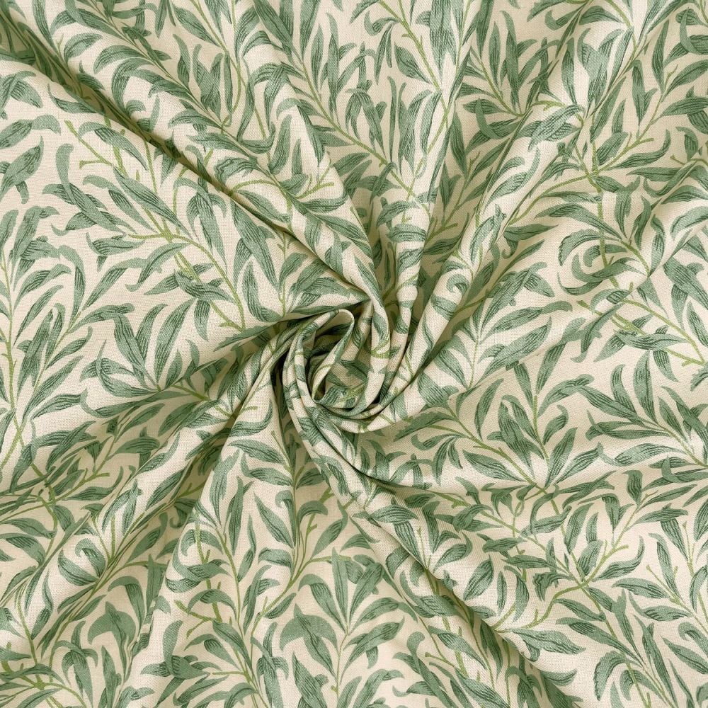 WILLIAM MORRIS WILLOW BOUGH, DUCKEGG. 100% COTTON, 140 CMS WIDE, 150GSM. 