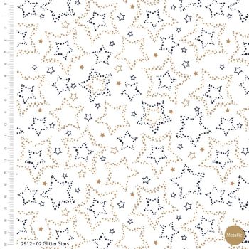 METALLIC RANGE, CRAFT COTTON COMPANY, 100% COTTON. GLITTER STARS.