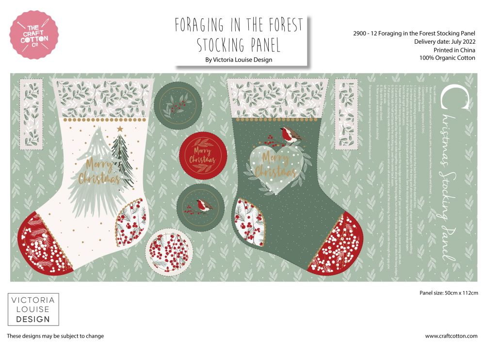 Foraging in The Forest – Victoria Louise – Christmas Panel range, STOCKING 