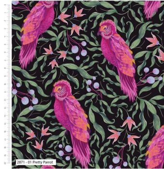 Parrots in Paradise by Bethany Salt – Cotton Print, PRETTY PARROT.