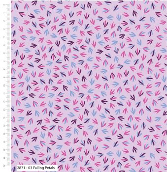 Parrots in Paradise by Bethany Salt – Cotton Print, FALLING PETALS. REDUCED TO CLEAR.