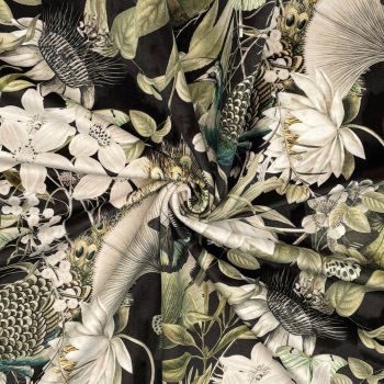 VELVET FURNISHING OR CURTAIN FABRIC 148 CMS WIDE, 290GSM. UTOPIA BLACK.