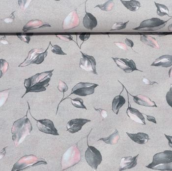 100% COTTON PANAMA WITH TEFLON COATING,  HEAVY WEIGHT 270GSM- 54 INCH WIDE. PEACH LEAVES.