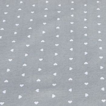 100% COTTON PANAMA WITH TEFLON COATING,  HEAVY WEIGHT 270GSM- 54 INCH WIDE. HEARTS ON GREY.