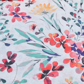 100% COTTON PANAMA WITH TEFLON COATING,  HEAVY WEIGHT 270GSM- 54 INCH WIDE. BRIGHT FLORAL.