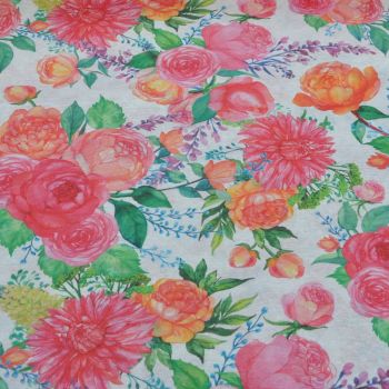 100% COTTON PANAMA WITH TEFLON COATING,  HEAVY WEIGHT 270GSM- 54 INCH WIDE. VINTAGE FLORAL.