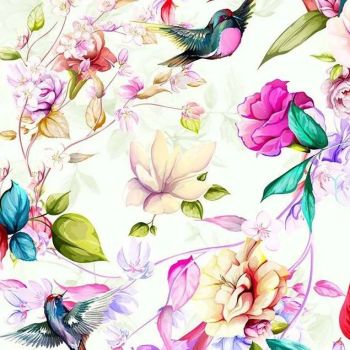 LITTLE JOHNNY HUMMINGBIRD FLORAL, DIGITALLY PRINTED 100% COTTON, 56 INCH WIDE.