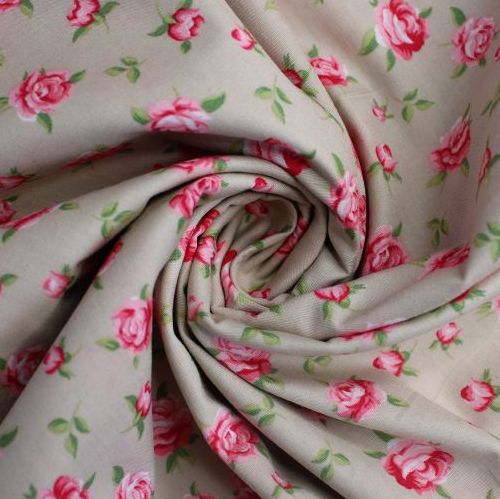 100% SOFT DRAPE COTTON POPLIN, SCATTERED ROSES, 44 INCH WIDE.