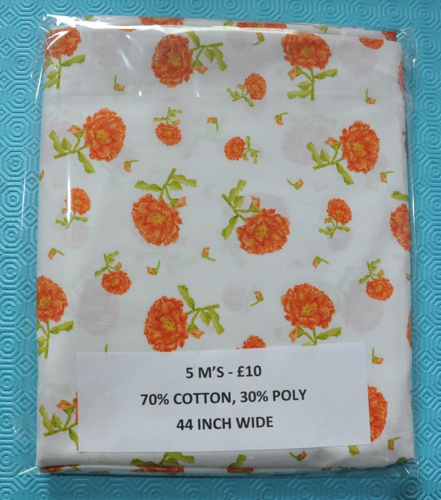 5 METRE PACK, 70% COTTON - 30% POLY, 44 INCH WIDE. DESIGN 19.