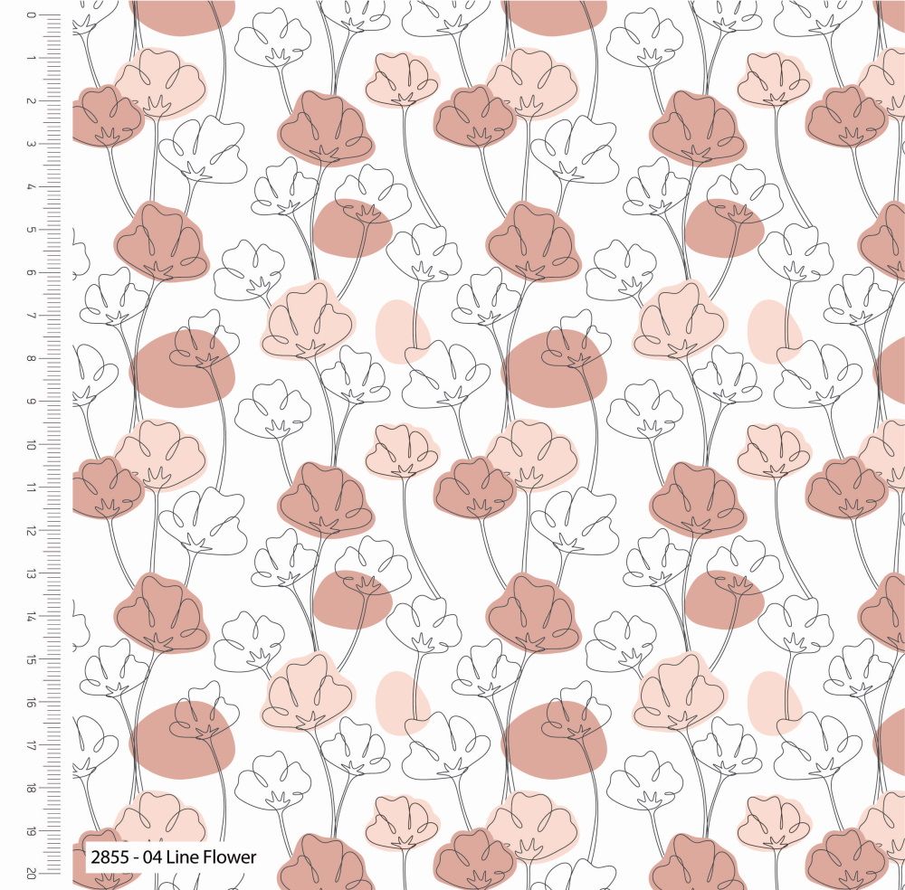 FLOURISH AND GROW RANGE BY CRAFT COTTON COMPANY, 100% COTTON. LINE FLOWERS 
