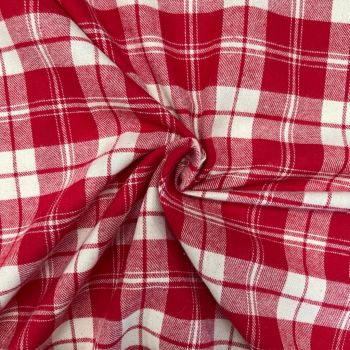 100% BRUSHED COTTON, 140 CMS WIDE, 150GSM. 'RED CHECK' BY CHATHAM GLYN.