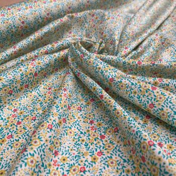 EUROPEAN 100% COTTON BY CHATHAM GLYN, 150GSM, 140 CMS WIDE. SMALL FLORAL.