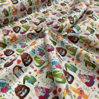 EUROPEAN 100% COTTON BY CHATHAM GLYN, 150GSM, 140 CMS WIDE. ANIMALS READING.