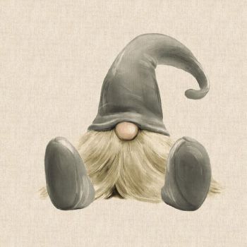 18" X 18" LINEN COTTON PRINTED PANEL, GREY GONK.