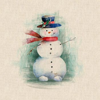 18" X 18" LINEN COTTON PRINTED PANEL, SNOWMAN.