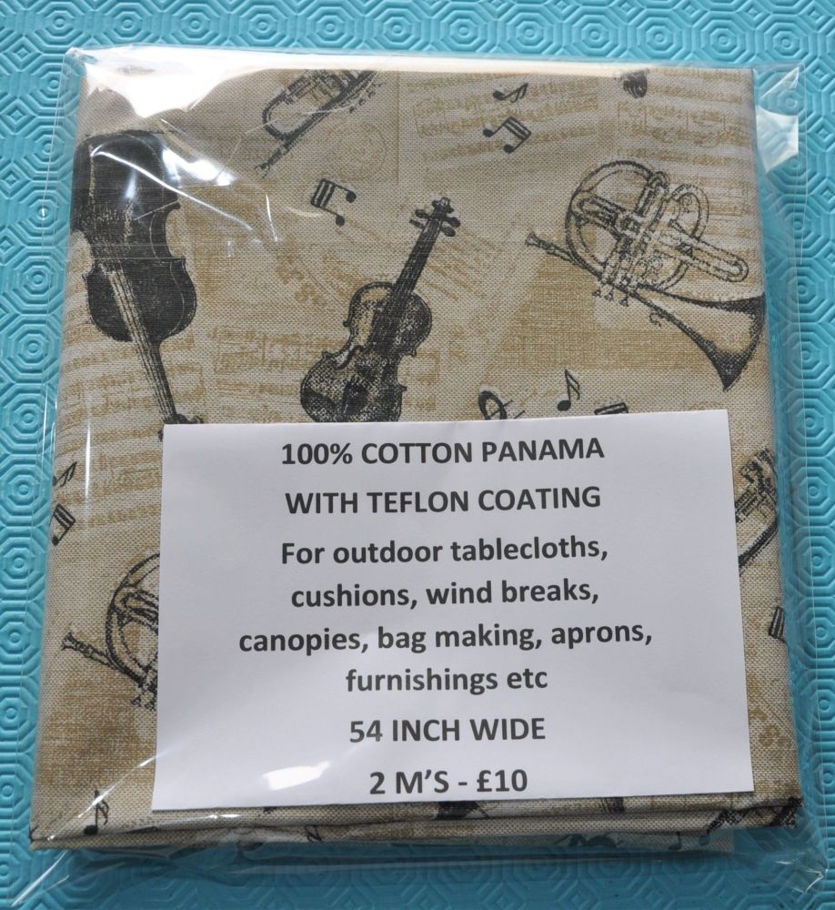 2 METRE PACK, 100% COTTON PANAMA WITH TEFLON COATING, FOR TABLECLOTHS ETC. 