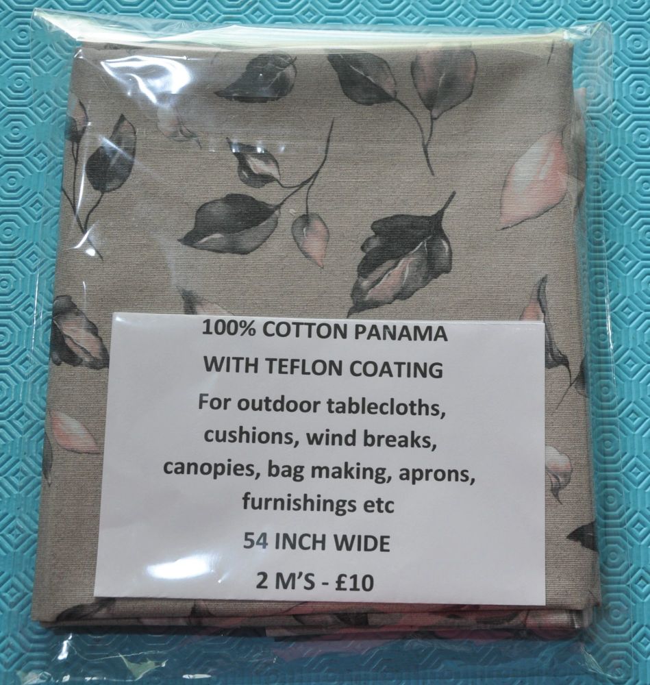 2 METRE PACK, 100% COTTON PANAMA WITH TEFLON COATING, FOR TABLECLOTHS ETC. 