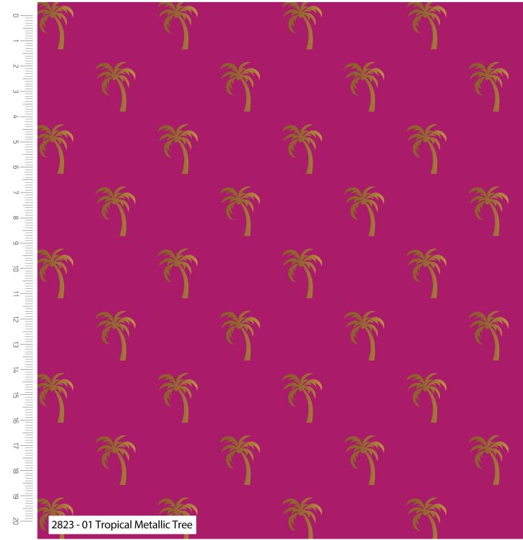 TROPICAL METALLICS BY CRAFT COTTON COMPANY, 100% COTTON. PALM TREES ON CERI