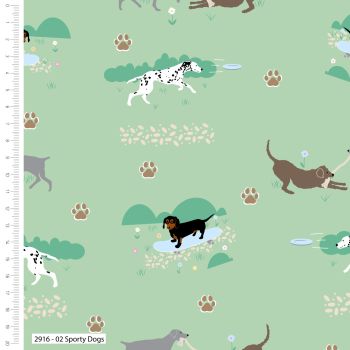 Freddie and Friends range by Craft Cotton Co' - Sporty Dogs. 100% cotton.