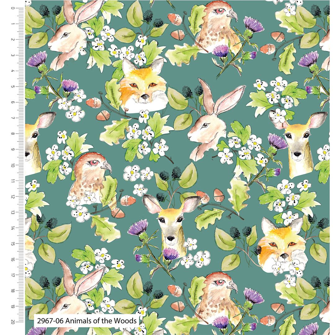 Debbie Shore 100% cotton from the A Country Walk range. PRE ORDER. Animals 
