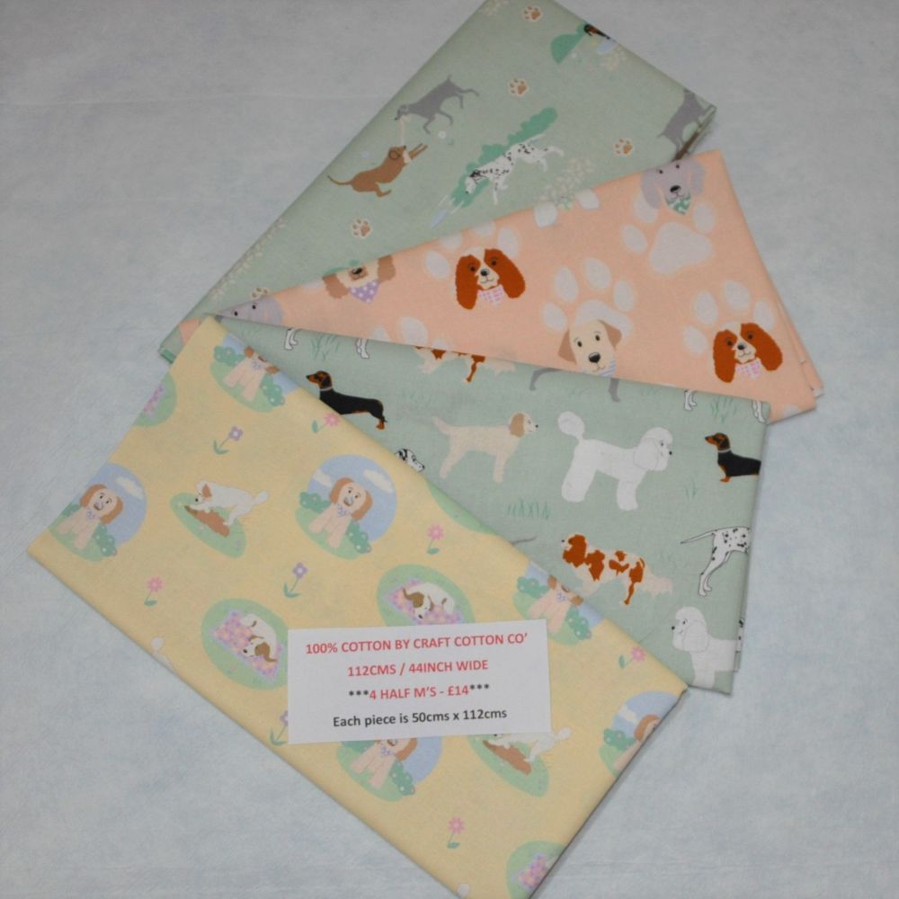 4 half metre pack by Craft Cotton Co' from the Freddie & Friends range. 100