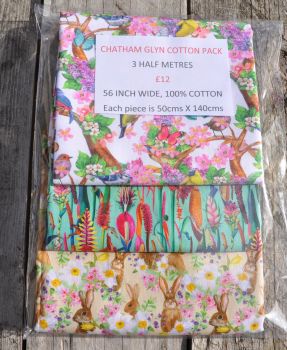 3 half metre pack by Chatham Glyn. 100% cotton. PACK THREE.