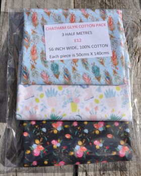 3 half metre pack by Chatham Glyn. 100% cotton. PACK FOUR.