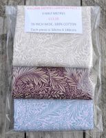 3 half metre pack by Chatham Glyn. 100% cotton. WILLIAM MORRIS LARKSPUR PACK 1.