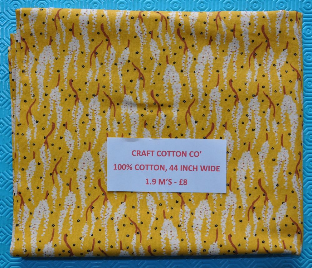 END ROLL Craft Cotton Co 100% cotton, 44 inch wide. 1.9 METRE PIECE.
