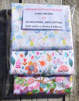 3 half metre pack by Chatham Glyn. 100% cotton. PACK SEVEN.