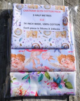3 half metre pack by Chatham Glyn. 100% cotton. PACK EIGHT.
