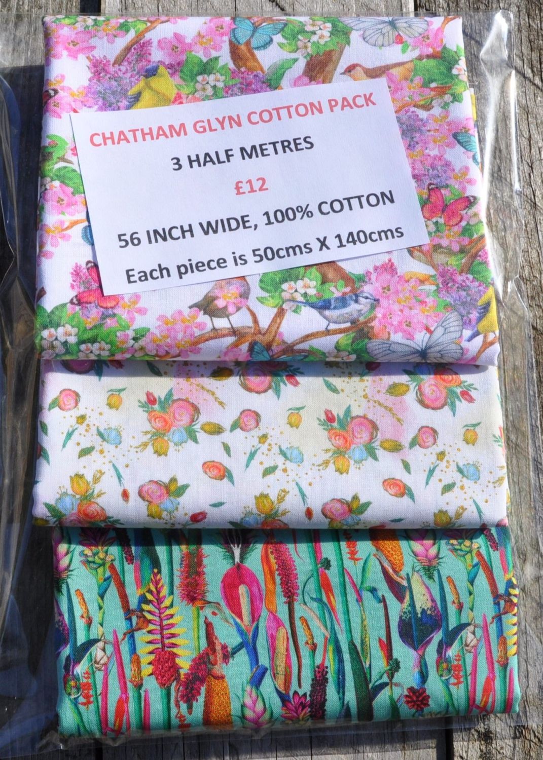3 half metre pack by Chatham Glyn. 100% cotton. PACK NINE.