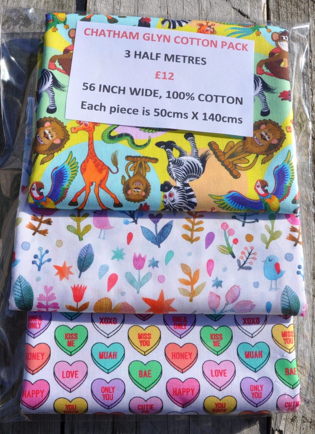 3 half metre pack by Chatham Glyn. 100% cotton. PACK TEN.