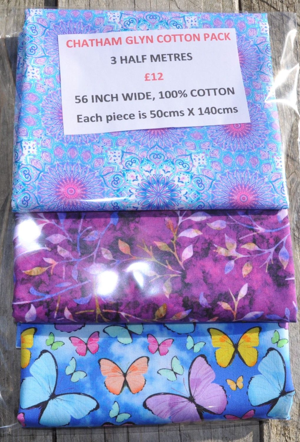 3 half metre pack by Chatham Glyn. 100% cotton. PACK ELEVEN.