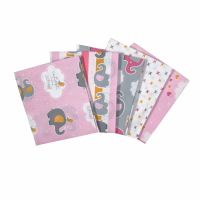 FAT QUARTER SET, 5 PIECES. 100% COTTON. Cutest Little Elephant, Pink.