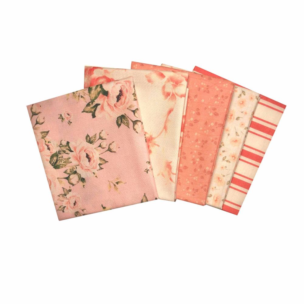FAT QUARTER SET, 5 PIECES. 100% COTTON. Vintage Florals.