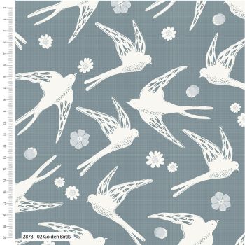 The Natural Collection by Craft Cotton Co', 100% COTTON. GODEN BIRDS.