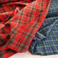 Tartan check by Craft Cotton Co', 100% COTTON. Available in blue or red.