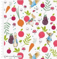 PREMIUM RANGE 100% cotton. Veg in the Garden from the Peter Rabbit range by Beatrix potter.