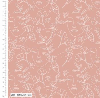 100% cotton from The Flourish and Grow range by Craft Cotton Co' Flourish Faces. REDUCED TO CLEAR.