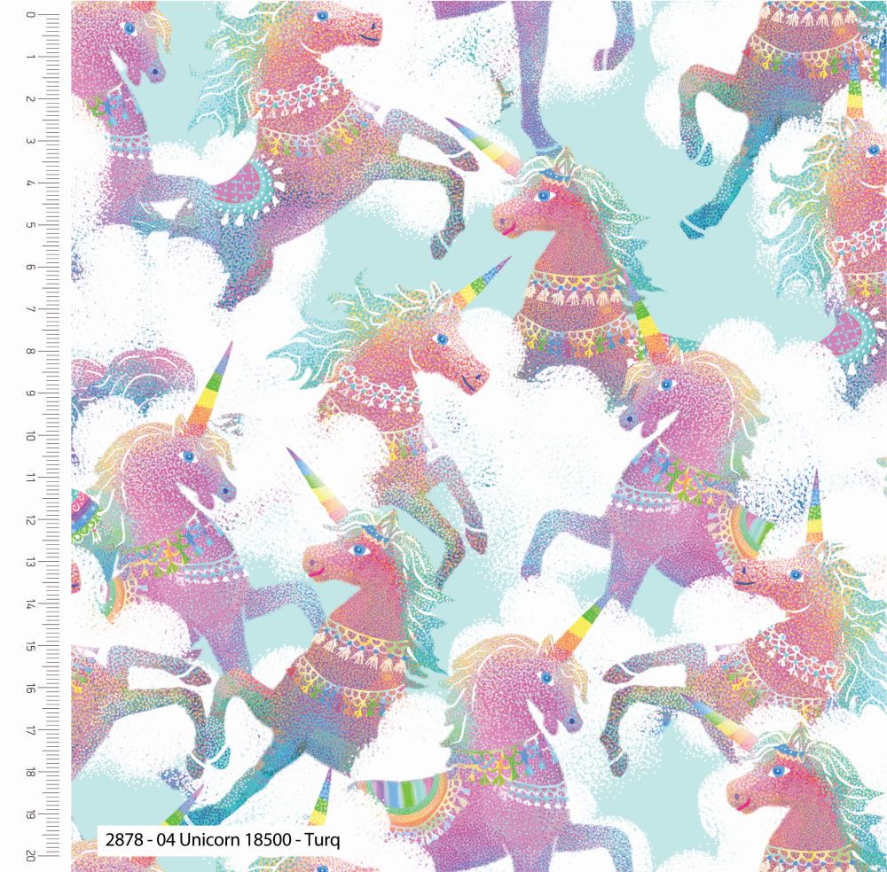 100% cotton from the Once Upon a Time range by Craft Cotton Co' Unicorns. R