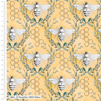 100% cotton from the Beetanical range by Craft Cotton Co' Floral Bee. REDUCED TO CLEAR.