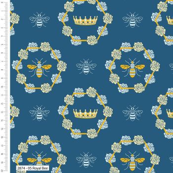100% cotton from the Honey Bee range by Craft Cotton Co' Royal Crown. REDUCED TO CLEAR.