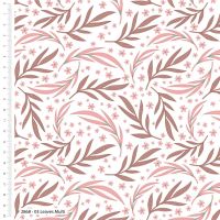 100% cotton from the Freehand Birds range by Craft Cotton Co' - Leaves Multi. REDUCED TO CLEAR.