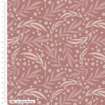 100% cotton from the Freehand Birds range by Craft Cotton Co' - Leaves Reverse. REDUCED TO CLEAR.