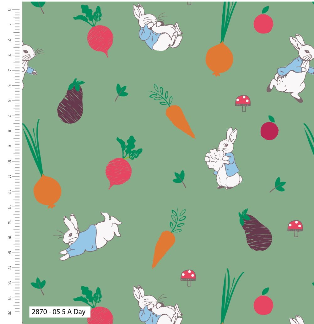 PREMIUM RANGE 100% cotton. 5 A Day from the Peter Rabbit range by Beatrix p