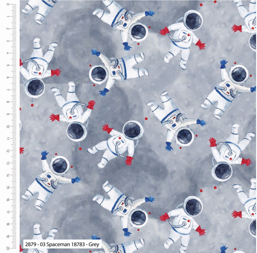 100% cotton from the Into The Galaxy range by Craft Cotton Co' - Spacemen. 