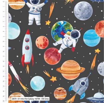 100% cotton from the Into The Galaxy range by Craft Cotton Co' - Space walk. REDUCED TO CLEAR.