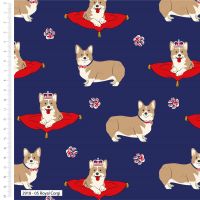 100% cotton from the Happy & Glorious range by Craft Cotton Co' - Royal Corgi. REDUCED TO CLEAR.